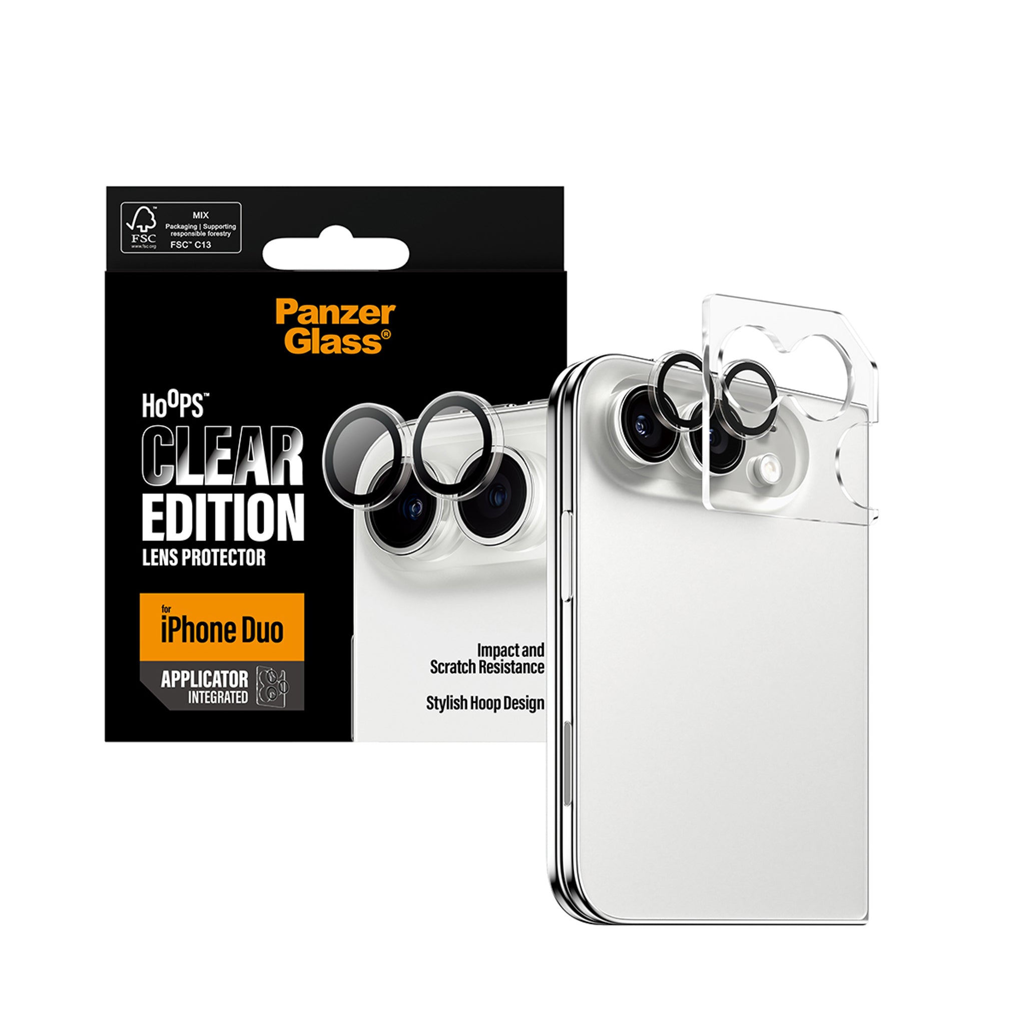 PanzerGlass® Hoops® Camera Lens Protector Transparent iPhone Duo